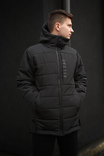 Winter elongated black down jacket with a zipper and a hood VDLK 8031226 photo №3