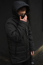 Zimowa wydłużona czarna kurtka puchowa zapinana na zamek i z kapturem VDLK 8031226 zdjęcie №4