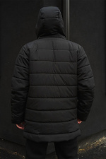 Winter elongated black down jacket with a zipper and a hood VDLK 8031226 photo №5