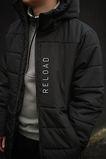 Winter elongated black down jacket with a zipper and a hood VDLK 8031226 photo №6