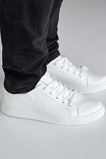 Męskie sneakersy skórzane wiosna-jesień w kolorze białym  2505227 zdjęcie №4