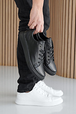Męskie sneakersy skórzane wiosna-jesień w kolorze białym  2505227 zdjęcie №5