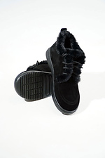 Winter suede anatomical boots with a wide toe, black  4206227 photo №2