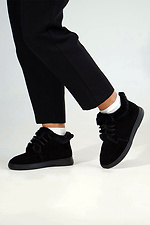 Winter suede anatomical boots with a wide toe, black  4206227 photo №3