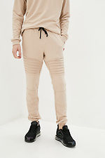 Бавовняні спортивні штани джоггер бежевого кольору GEN 8000227 фото №1