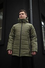 Winter elongated down jacket in khaki with a zipper and a hood VDLK 8031227 photo №1