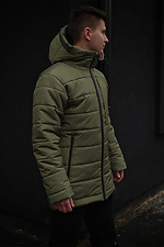 Winter elongated down jacket in khaki with a zipper and a hood VDLK 8031227 photo №5