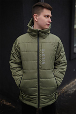 Winter elongated down jacket in khaki with a zipper and a hood VDLK 8031227 photo №6