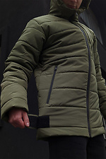 Winter elongated down jacket in khaki with a zipper and a hood VDLK 8031227 photo №7