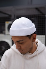 Wool-blend small beanie hat with lapel Without 8048227 photo №2
