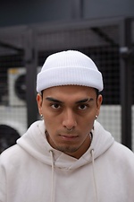 Wool-blend small beanie hat with lapel Without 8048227 photo №4