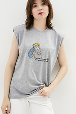Хлопковая женская футболка с патриотическим принтом и плечиками Garne 9000227 фото №1
