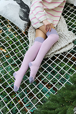 Lavendelfarbene Kniestrümpfe mit Bündchen für Damen M-SOCKS 2040228 Foto №5