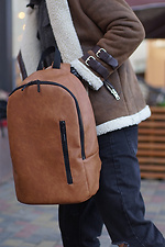 Большой городской рюкзак кирпичного цвета с внешним карманом на замке Mamakazala 8038228 фото №1