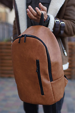 Large city backpack in brick color with a zippered outer pocket Mamakazala 8038228 photo №2