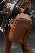 Large city backpack in brick color with a zippered outer pocket Mamakazala 8038228 photo №4