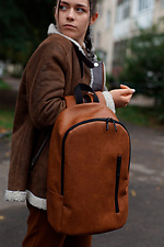 Большой городской рюкзак кирпичного цвета с внешним карманом на замке Mamakazala 8038228 фото №5