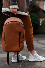 Large city backpack in brick color with a zippered outer pocket Mamakazala 8038228 photo №6