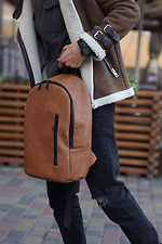 Large city backpack in brick color with a zippered outer pocket Mamakazala 8038228 photo №8