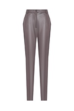 Women's classic trousers made of eco-leather in graphite color Garne 3041229 photo №12