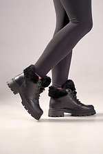 Women's black leather winter boots  4206229 photo №1