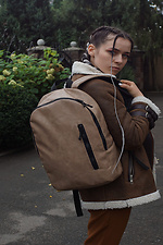 Large caramel city backpack with zipped outer pocket Mamakazala 8038229 photo №3