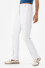 Жіночі класичні штани з еко-шкіри білого кольору Garne 3041230 фото №3