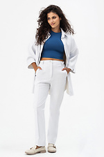 Жіночі класичні штани з еко-шкіри білого кольору Garne 3041230 фото №10
