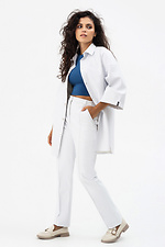 Women's classic white pants of white eco-leather Garne 3041230 photo №11