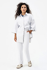 Жіночі класичні штани з еко-шкіри білого кольору Garne 3041230 фото №12