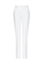 Жіночі класичні штани з еко-шкіри білого кольору Garne 3041230 фото №13