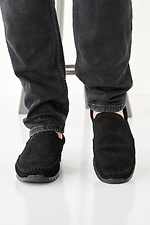 Men's summer suede moccasins in black  2505231 photo №2