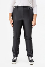Женские классические брюки из эко-кожи черного цвета Garne 3041231 фото №7