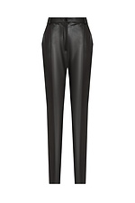 Women's classic trousers made of eco-leather in black Garne 3041231 photo №13