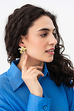 Жіночі сережки у формі листя гінкго білоба золоті  4515231 фото №5