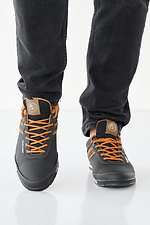 Men's leather sneakers spring-autumn black-brown  2505232 photo №2