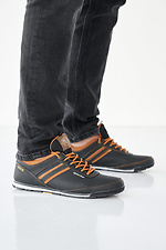 Men's leather sneakers spring-autumn black-brown  2505232 photo №3