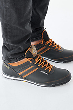 Men's leather sneakers spring-autumn black-brown  2505232 photo №4