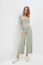 DONNA green high rise ribbed knitted culottes Garne 3038232 photo №2