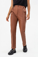 Klassische Damenhose aus braunem Öko-Leder Garne 3041232 Foto №1