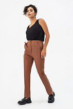 Klassische Damenhose aus braunem Öko-Leder Garne 3041232 Foto №6