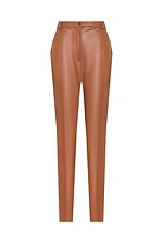 Жіночі класичні штани з еко-шкіри коричневого кольору Garne 3041232 фото №12