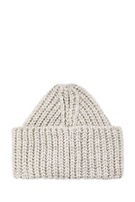 Dzianinowy ciepły komplet na zimę: czapka, szalik w kolorze beżowym  4038232 zdjęcie №3