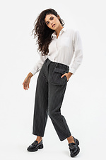 Напівшерстяні штани у смужку з накладною кишенею Garne 3041233 фото №5
