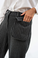 Напівшерстяні штани у смужку з накладною кишенею Garne 3041233 фото №6