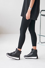 Жіночі шкіряні зимові високі кросівки чорного кольору  4206233 фото №1