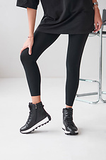 Жіночі шкіряні зимові високі кросівки чорного кольору  4206233 фото №3