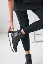 Жіночі шкіряні зимові високі кросівки чорного кольору  4206233 фото №5