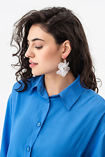 Women's large white flower earrings transparent  4515233 photo №1