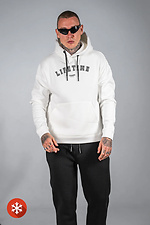 Men's warm loose fit hoodie with LIFETIME 3 print White Teamv 8034233 photo №4